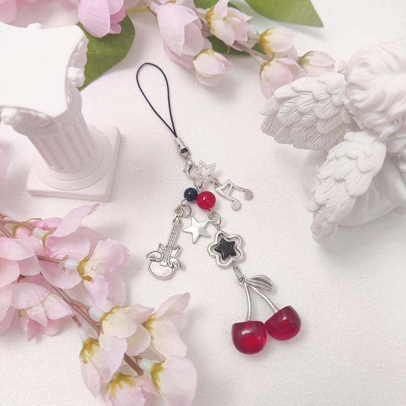 cioatu 1-4PCS Cute Phone Charms Aesthetic Y2K Cell Phone Charms Strap Pink Strawberry Butterfly Star PhoneCharm Y2K Accessories for Bag Keychain Airpods Camera Pendants Decor - Image 1